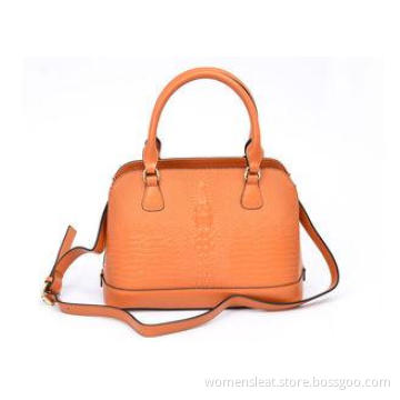 Orange Small Womens Leather Bag / Zippered Tote Bags , Outs